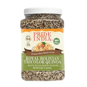 Pride Of India - Natural Three Color Quinoa - 100% Royal Bolivian Superior Grade Protein Rich Whole Grain, 1.5 Pound (24oz) Jar (size: 3 LB)