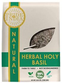 Pride Of India- Natural Sweet Holy Basil Leaf, 0.4oz (11.3gms) Dual Sifter Jar, Pure Indian Tulsi Leaf (Ocimum Sanctum) Offers Best Value (size: 3.53 oz)